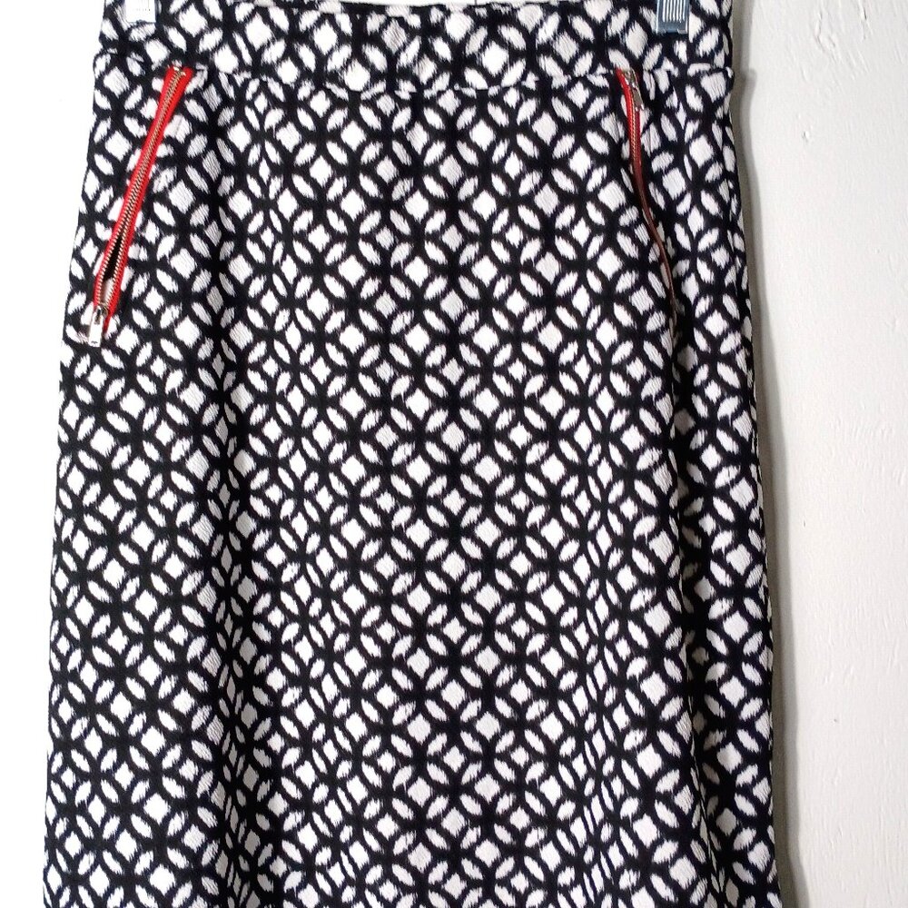 Le Lis Anthropology Stitch Fix Black White Red A-Line Y2K Retro Career Skirt M